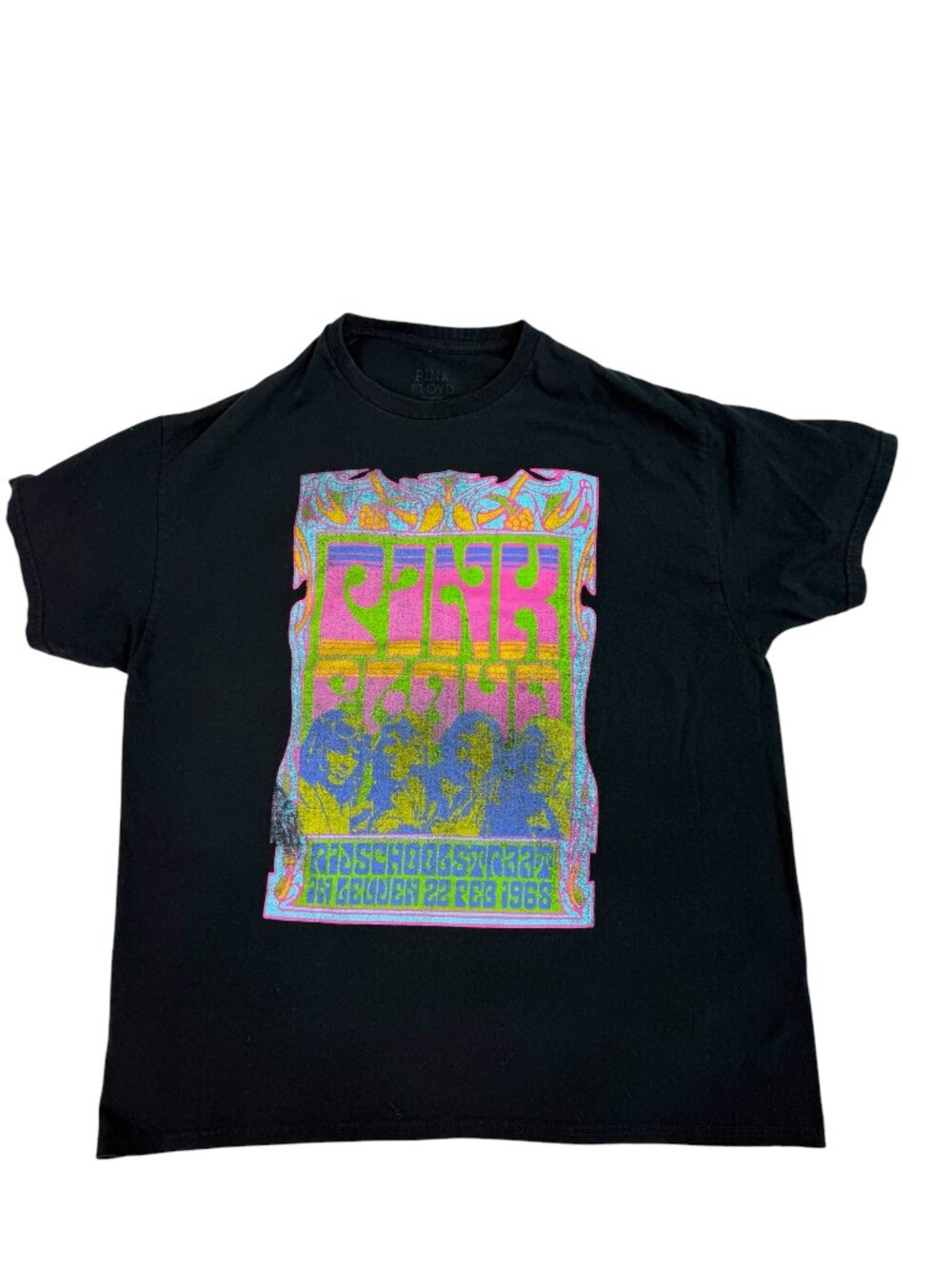 Pink Floyd Poster Black T-Shirt 1968 Tour Reproduction Tee Size XL